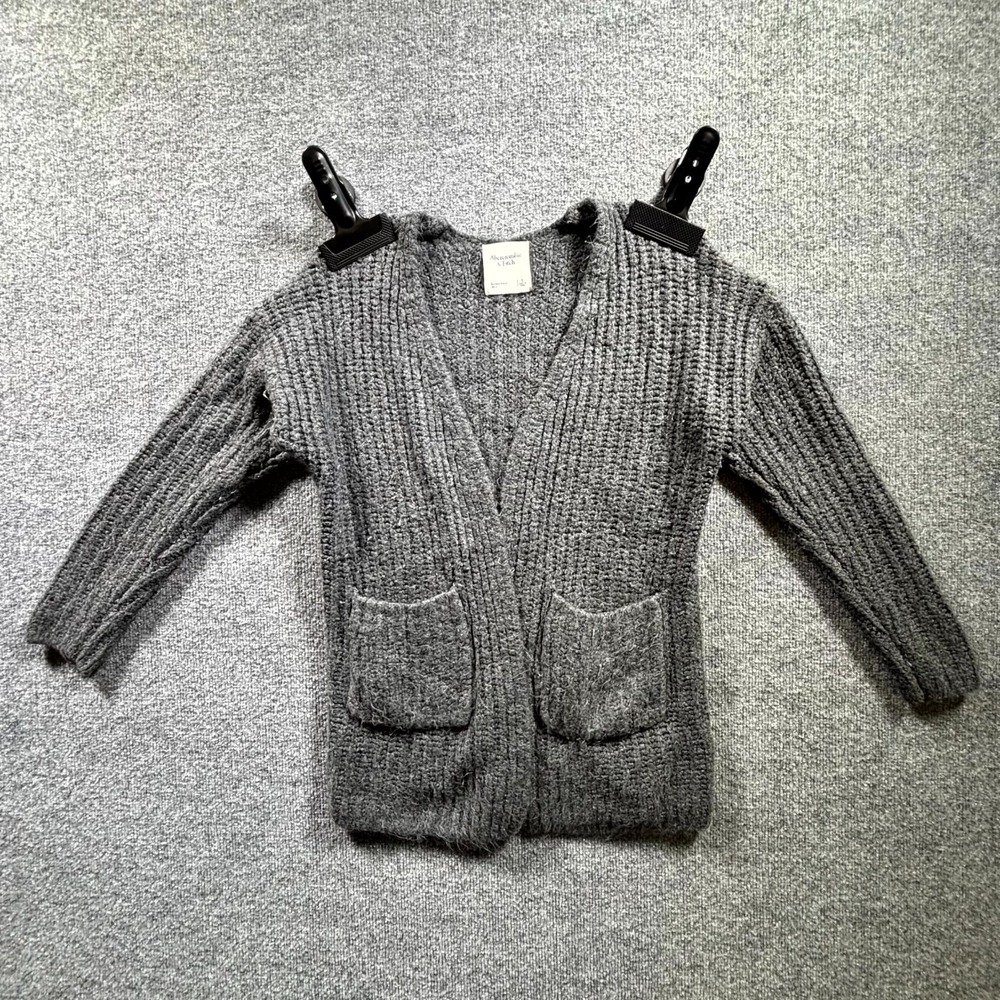 Abercrombie & Fitch Cardigan Sweater Women's S Gray Ribbed Knit Open Front Cozy